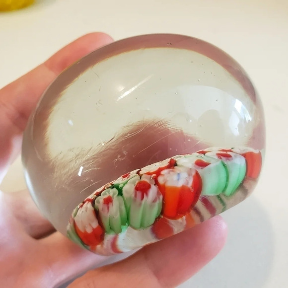 ANTIQUE Blown Glass Millefiori Paperweight Floral - Picture 10 of 13